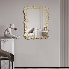 Modern Round and Rectangle Accent Mirror with Gold Resin Frame