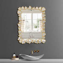 Modern Round and Rectangle Accent Mirror with Gold Resin Frame