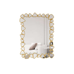 Modern Round and Rectangle Accent Mirror with Gold Resin Frame