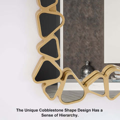 Modern Round and Rectangle Accent Mirror with Gold Resin Frame