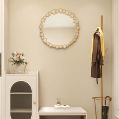 Modern Round and Rectangle Accent Mirror with Gold Resin Frame