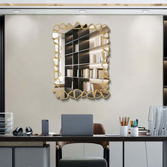 Modern Round and Rectangle Accent Mirror with Gold Resin Frame