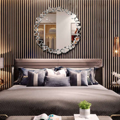 Modern Round and Rectangle Accent Mirror with Gold Resin Frame