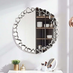 Modern Round and Rectangle Accent Mirror with Gold Resin Frame