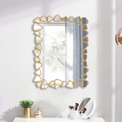 Modern Round and Rectangle Accent Mirror with Gold Resin Frame