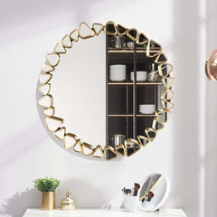 Modern Round and Rectangle Accent Mirror with Gold Resin Frame
