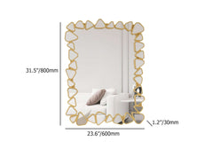 Modern Round and Rectangle Accent Mirror with Gold Resin Frame Dimensions
