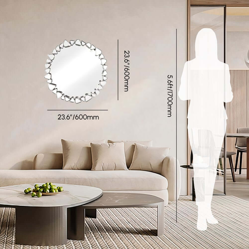 Modern Round and Rectangle Accent Mirror with Gold Resin Frame Dimensions