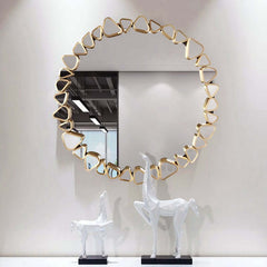 Modern Round and Rectangle Accent Mirror with Gold Resin Frame Main Product Image