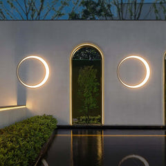 Modern Round Black Iron Outdoor Flush Mount Wall Light