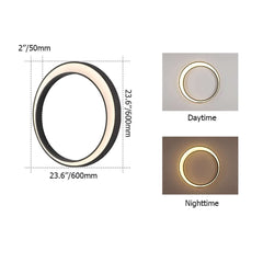 Modern Round Black Iron Outdoor Flush Mount Wall Light