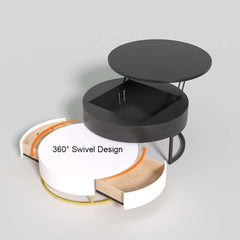 Modern Round Coffee Table Set With Rotatory Drawers