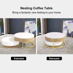 Modern Round Coffee Table Set With Rotatory Drawers