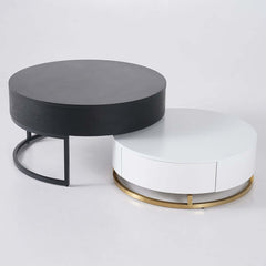 Modern Round Coffee Table Set With Rotatory Drawers