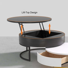 Modern Round Coffee Table Set With Rotatory Drawers