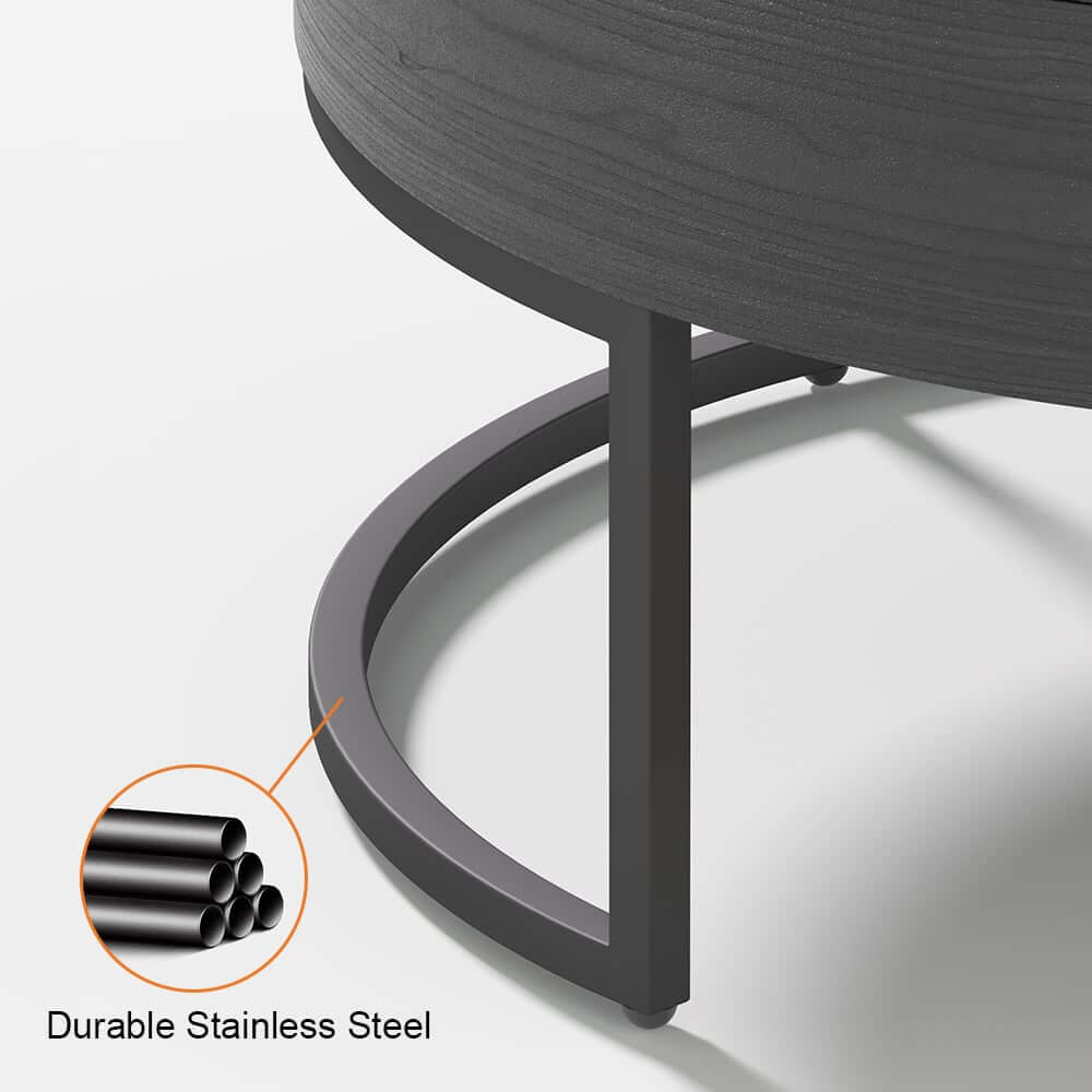 Modern Round Coffee Table Set With Rotatory Drawers