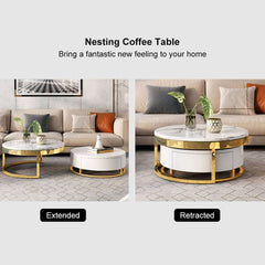 Modern Round Coffee Table Set With Rotatory Drawers