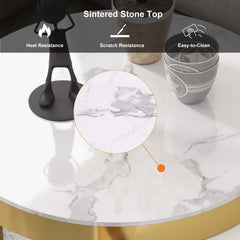 Modern Round Coffee Table Set With Rotatory Drawers