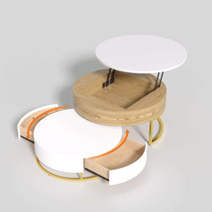 Modern Round Coffee Table Set With Rotatory Drawers