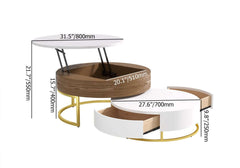 Modern Round Coffee Table Set With Rotatory Drawers Dimensions