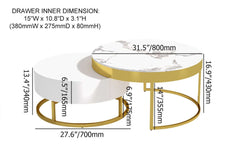 Modern Round Coffee Table Set With Rotatory Drawers Dimensions