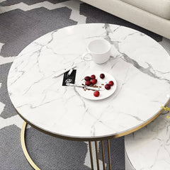 Modern Round Coffee Table Set With Sintered Stone Top