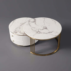 Modern Round Coffee Table Set With Sintered Stone Top