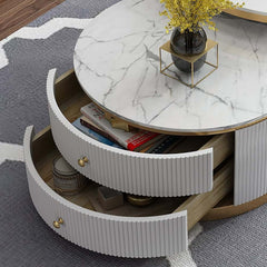 Modern Round Coffee Table Set With Sintered Stone Top