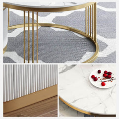 Modern Round Coffee Table Set With Sintered Stone Top