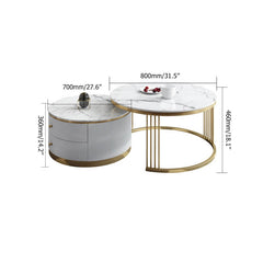 Modern Round Coffee Table Set With Sintered Stone Top Dimensions