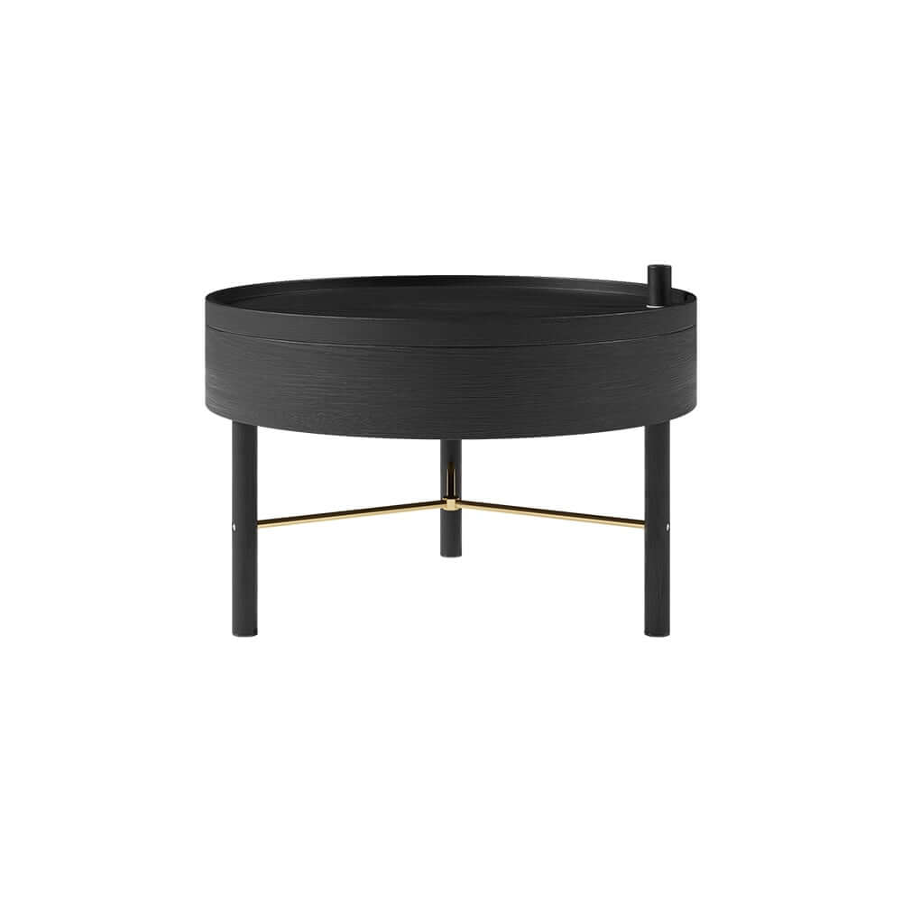 Modern Round Coffee Table With Hidden Storage, Black