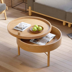 Modern Round Coffee Table With Hidden Storage, Black