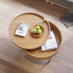 Modern Round Coffee Table With Hidden Storage, Black