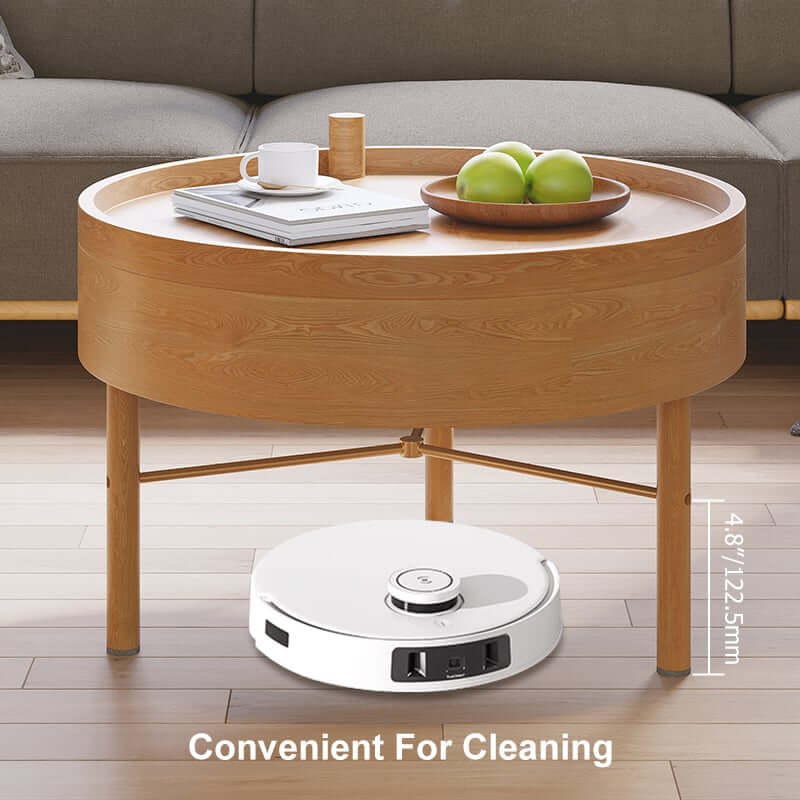 Modern Round Coffee Table With Hidden Storage, Black