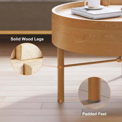 Modern Round Coffee Table With Hidden Storage, Black