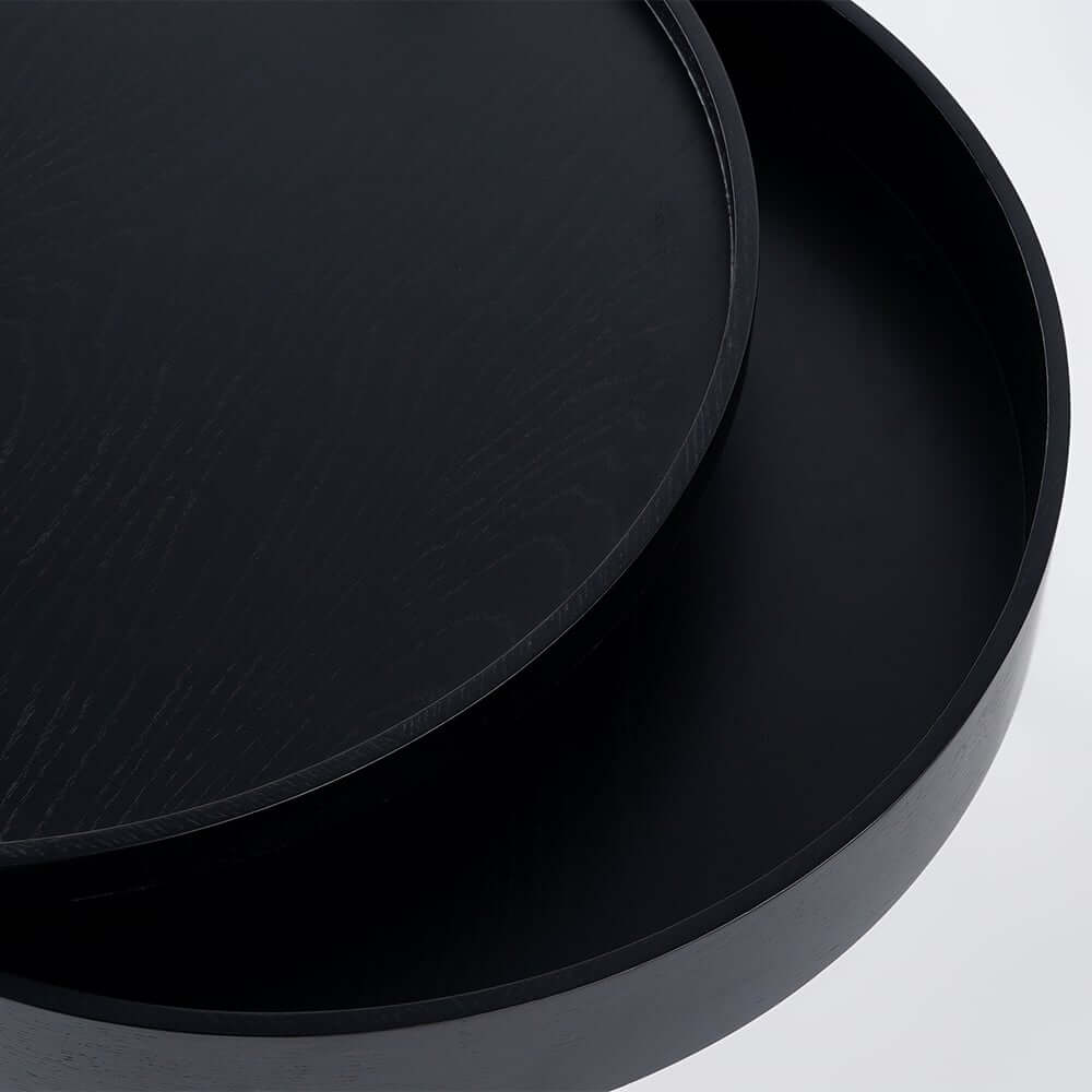 Modern Round Coffee Table With Hidden Storage, Black