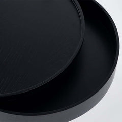 Modern Round Coffee Table With Hidden Storage, Black