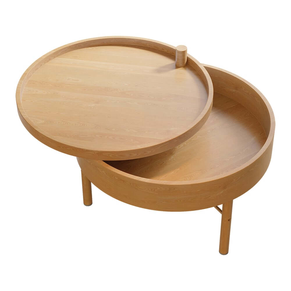Modern Round Coffee Table With Hidden Storage, Black
