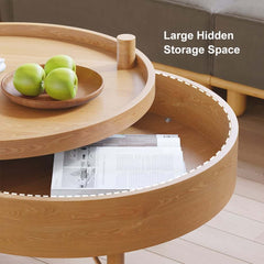 Modern Round Coffee Table With Hidden Storage, Black