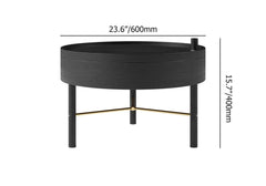 Modern Round Coffee Table With Hidden Storage, Black Dimensions