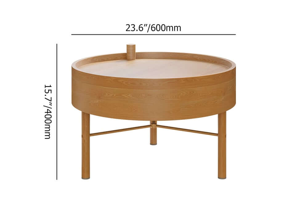Modern Round Coffee Table With Hidden Storage, Black Dimensions