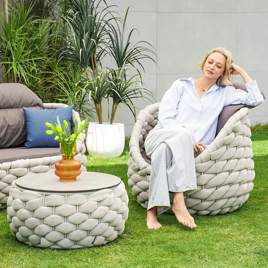 Modern Round Coffee Table with Storage - Gray HPL Board Top