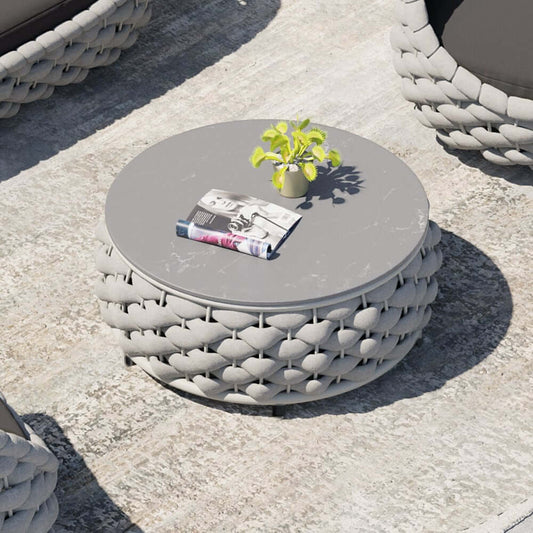 Modern Round Coffee Table with Storage - Gray HPL Board Top Main Product Image