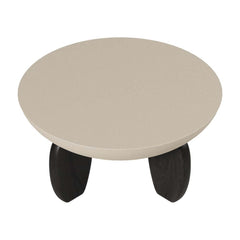 Modern Round Concrete Coffee Table with Wood Legs