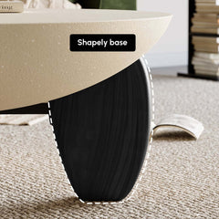 Modern Round Concrete Coffee Table with Wood Legs