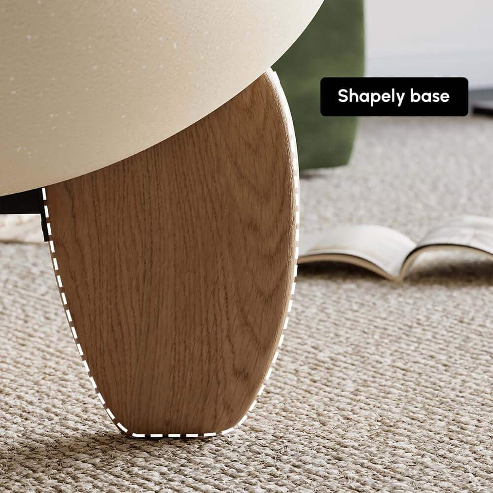 Modern Round Concrete Coffee Table with Wood Legs