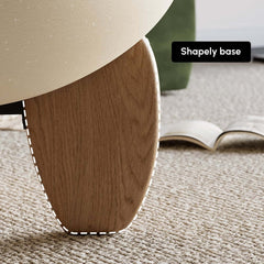 Modern Round Concrete Coffee Table with Wood Legs