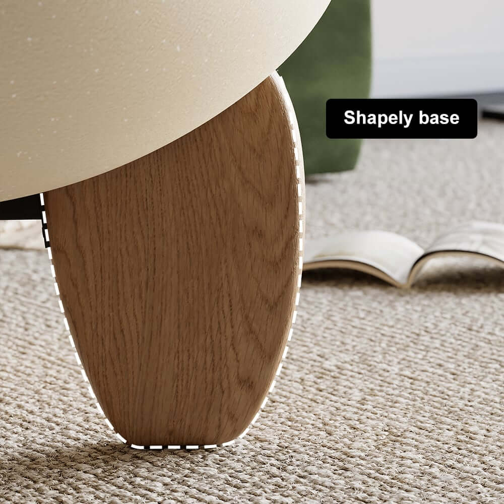 Modern Round Concrete Coffee Table with Wood Legs