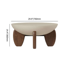 Modern Round Concrete Coffee Table with Wood Legs Dimensions