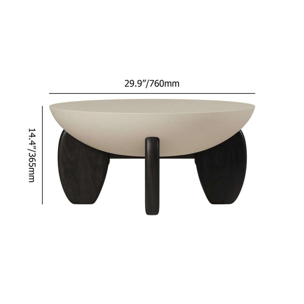 Modern Round Concrete Coffee Table with Wood Legs Dimensions